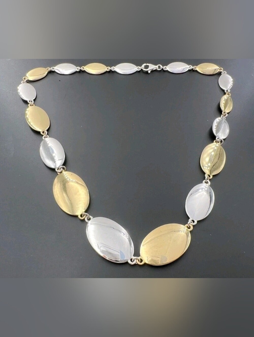 RLM Studio Brass & Sterling Silver Oval Link Statement Necklace Sterling Silver